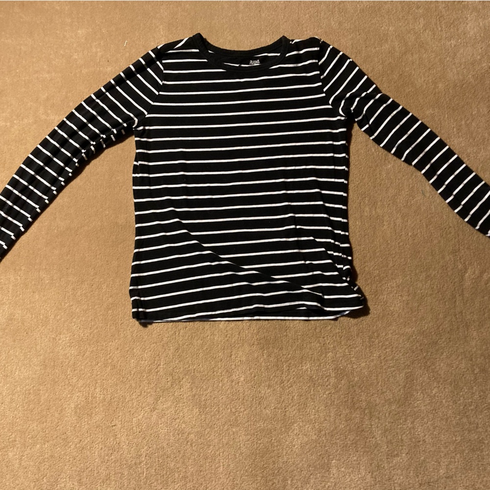 Black and White Striped Long Sleeve Top